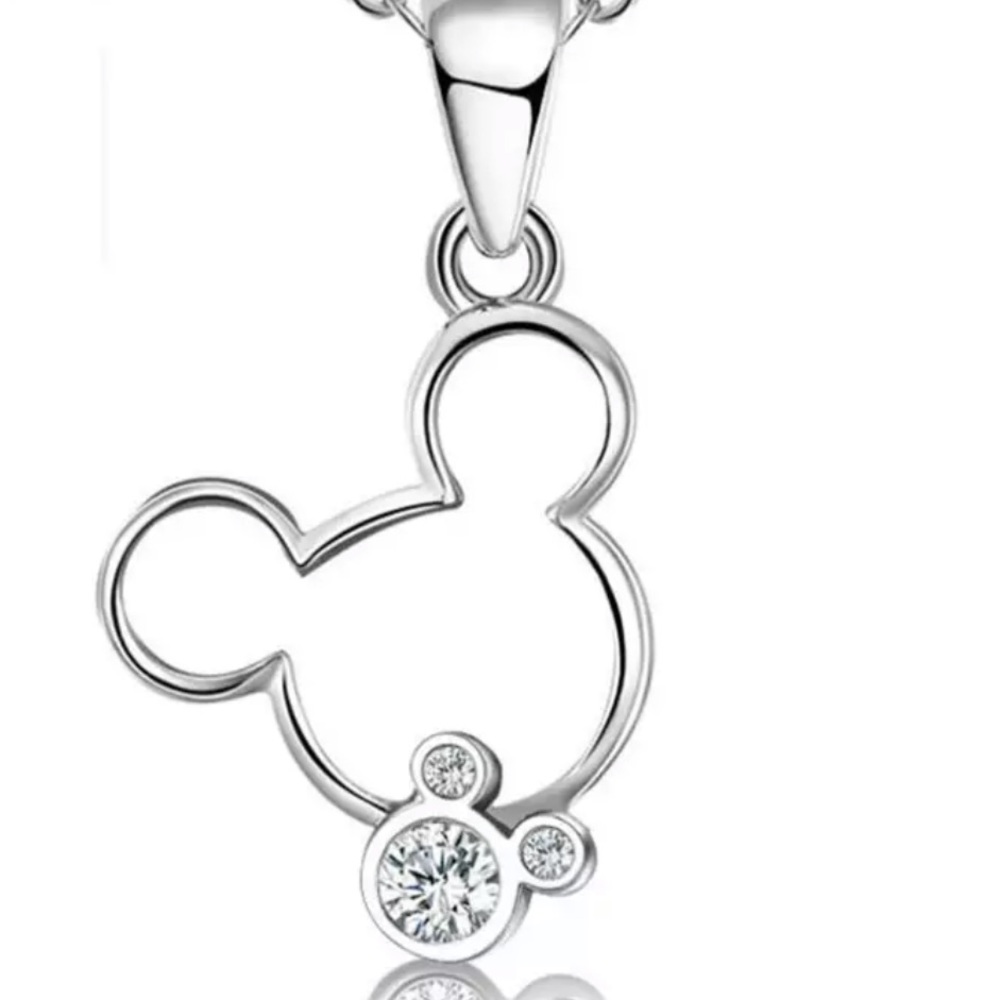 DOUBLE MICKEY AAA Cubic Zirconia Diamond 925 Silver Necklace With GIFT Box